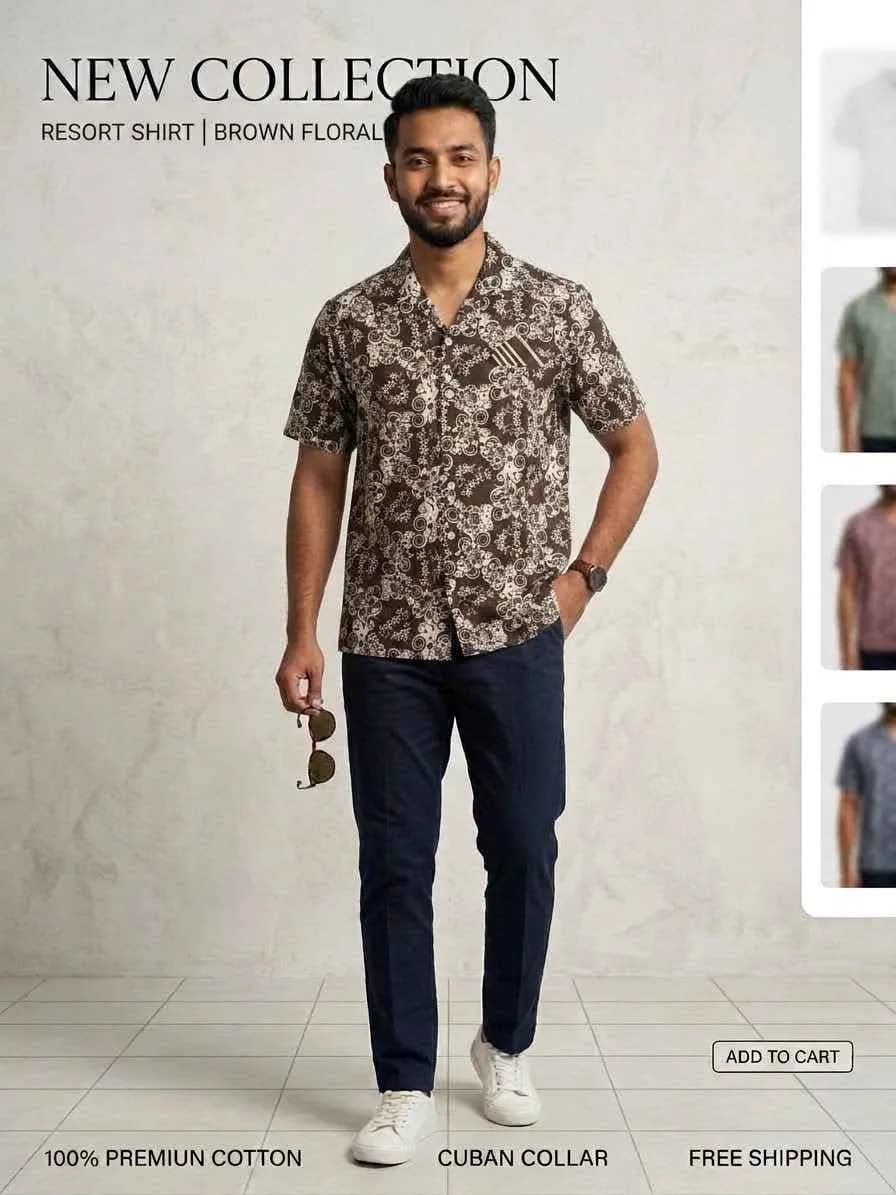 JACK & JONES Navy Blue Floral Print Short-Sleeve Resort Shirt — photo 4